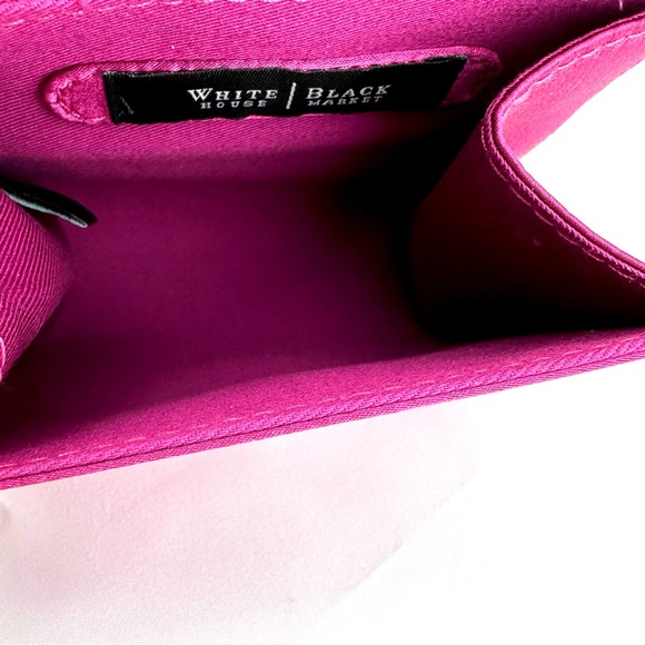 White House Black Market Pink Fuchsia Satin Clutch Purse with Bow - Picture 7 of 11